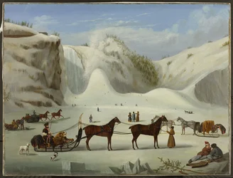Le cône de glace, chutes Montmorency, Québec, vers 1845